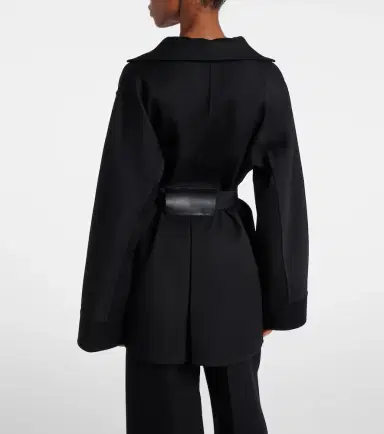 Alaïa Alaïa Leather-trimmed virgin wool wrap jacket | Thumbnail 4 Alaïa Alaïa Leather-trimmed virgin wool wrap jacket | Thumbnail 4