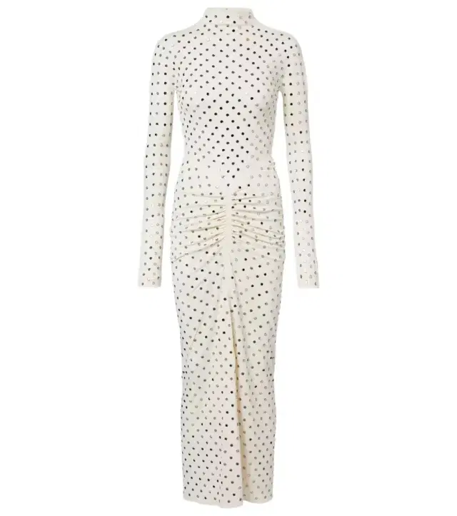 Alaia Alaïa Embellished gathered jersey maxi dress