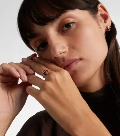 Yvonne Leon Yvonne Léon Coccinelle Mini 9kt gold ring with gemstones | Thumbnail 3