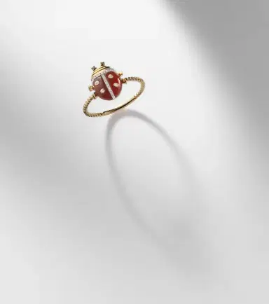 Yvonne Leon Yvonne Léon Coccinelle Mini 9kt gold ring with gemstones | Thumbnail 5