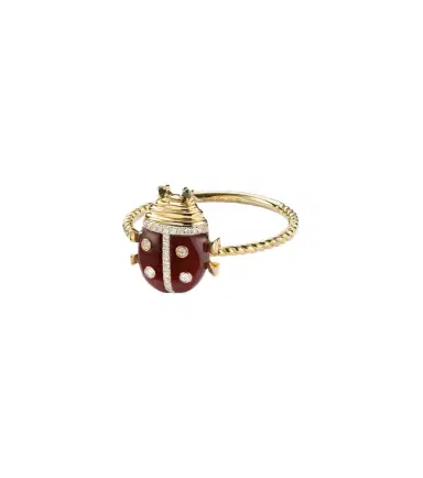 Yvonne Leon Yvonne Léon Coccinelle Mini 9kt gold ring with gemstones | Thumbnail 1