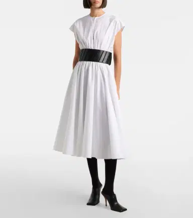 Alaïa Alaïa Belted cotton midi dress | Thumbnail 3 Alaïa Alaïa Belted cotton midi dress | Thumbnail 3