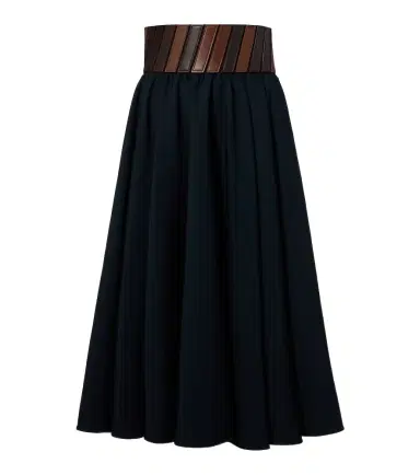 Alaia Alaïa Leather-trimmed wool midi skirt | Thumbnail 1