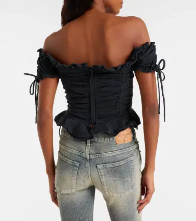 Balenciaga Gathered cotton crop top | Thumbnail 2