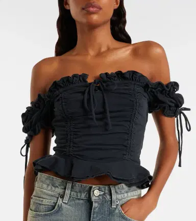 Balenciaga Gathered cotton crop top | Thumbnail 3