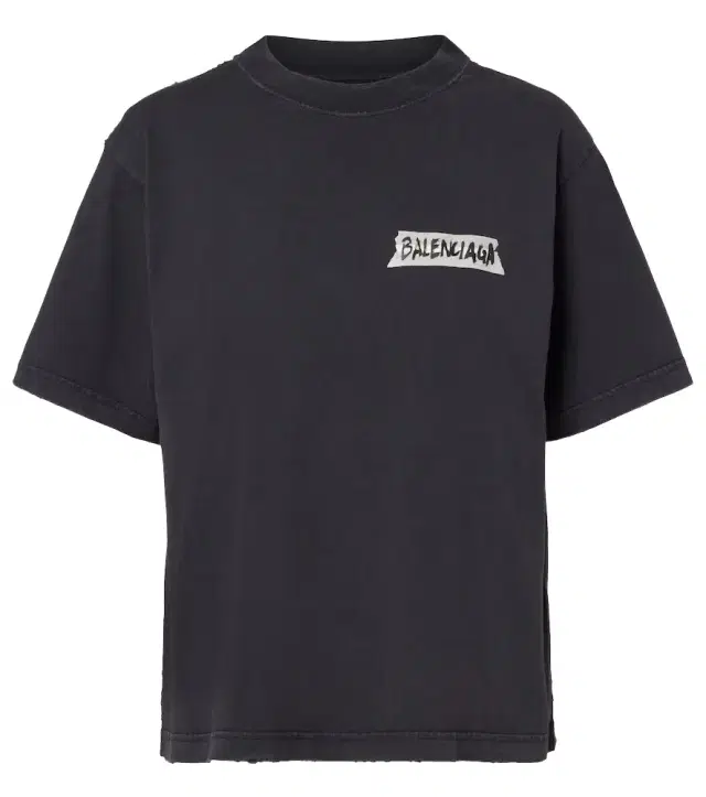 Logo distressed cotton jersey T-shirt