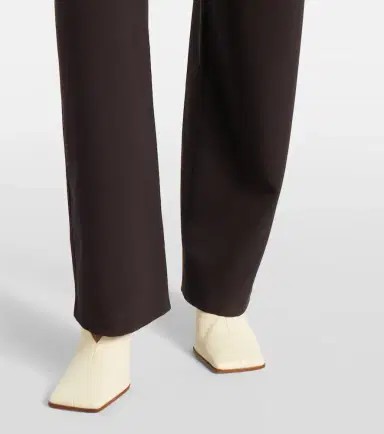 Alaïa Alaïa Leather-trimmed wool straight pants | Thumbnail 2