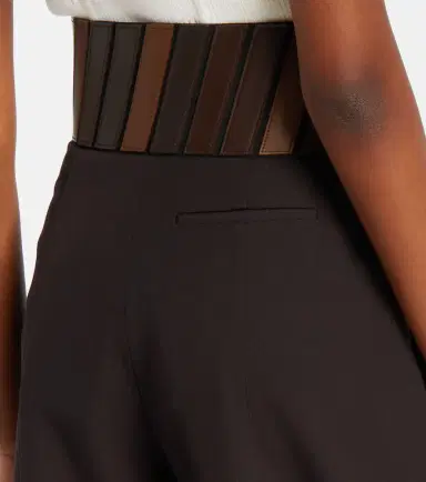 Alaïa Alaïa Leather-trimmed wool straight pants | Thumbnail 4