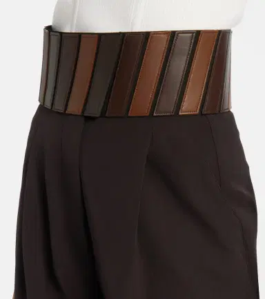 Alaïa Alaïa Leather-trimmed wool straight pants | Thumbnail 5