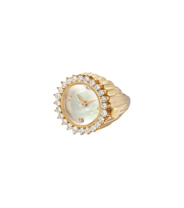 Yvonne Léon L'Horloge 18kt gold ring with diamonds