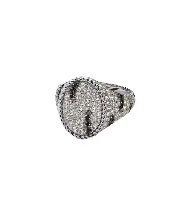 Yvonne Leon Yvonne Léon Zèbre 18kt white gold pinky ring with diamonds