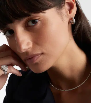Yvonne Léon Yvonne Léon Zèbre 18kt white gold hoop earrings with diamonds | Thumbnail 3