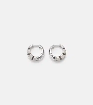 Yvonne Léon Yvonne Léon Zèbre 18kt white gold hoop earrings with diamonds | Thumbnail 4