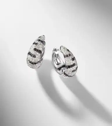 Yvonne Léon Yvonne Léon Zèbre 18kt white gold hoop earrings with diamonds | Thumbnail 5