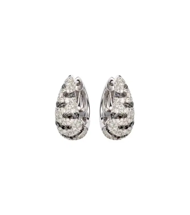 Yvonne Leon Yvonne Léon Zèbre 18kt white gold hoop earrings with diamonds