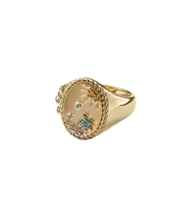 Yvonne Leon Yvonne Léon La Plage 9kt gold ring with gemstones