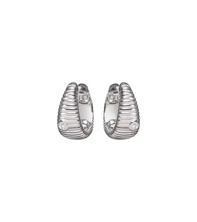 Yvonne Leon Yvonne Léon Berlingot Nano 9kt white gold hoop earrings with diamonds
