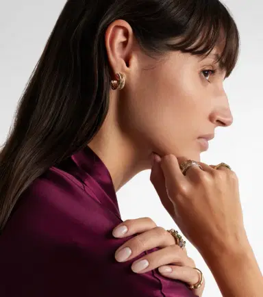 Yvonne Léon Yvonne Léon Un Deux Trois Berlingot 9kt gold hoop earrings with diamonds | Thumbnail 2 Yvonne Léon Yvonne Léon Un Deux Trois Berlingot 9kt gold hoop earrings with diamonds | Thumbnail 2