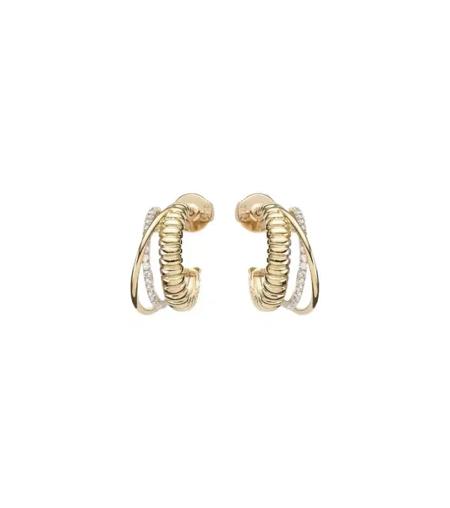 Yvonne Leon Yvonne Léon Un Deux Trois Berlingot 9kt gold hoop earrings with diamonds
