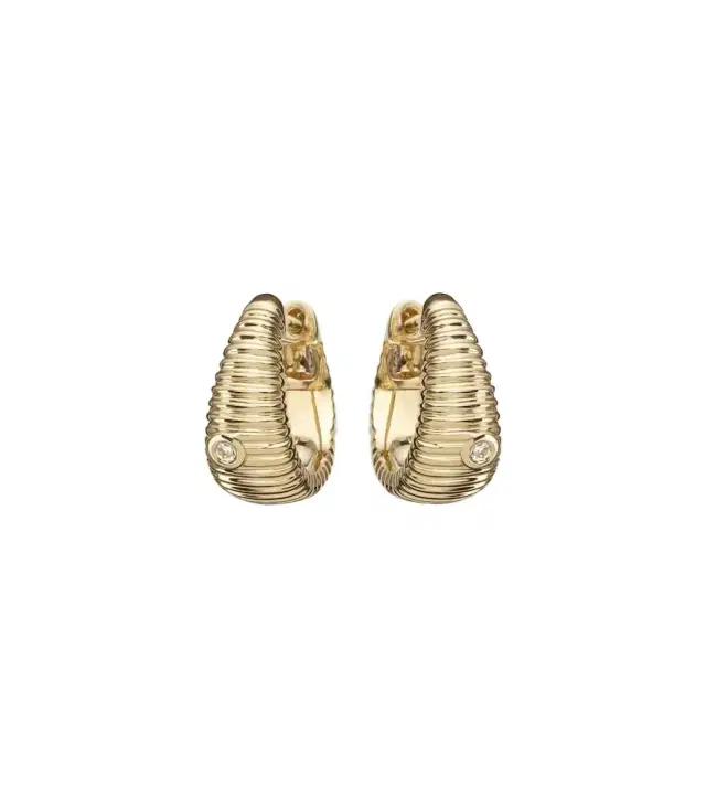 Yvonne Leon Yvonne Léon Berlingot Nano 9kt gold hoop earrings with diamonds