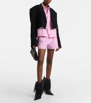 Balenciaga Striped cotton poplin boxers shorts | Thumbnail 4