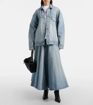 Balenciaga Pleated denim midi skirt | Thumbnail 2