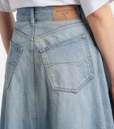 Balenciaga Pleated denim midi skirt | Thumbnail 6