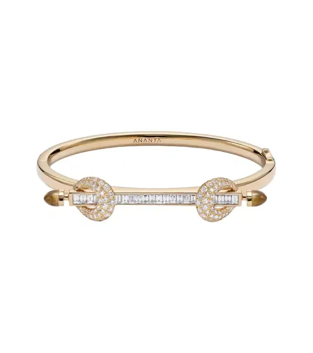 Chakra Icon 18kt gold bangle with diamonds and quartz
