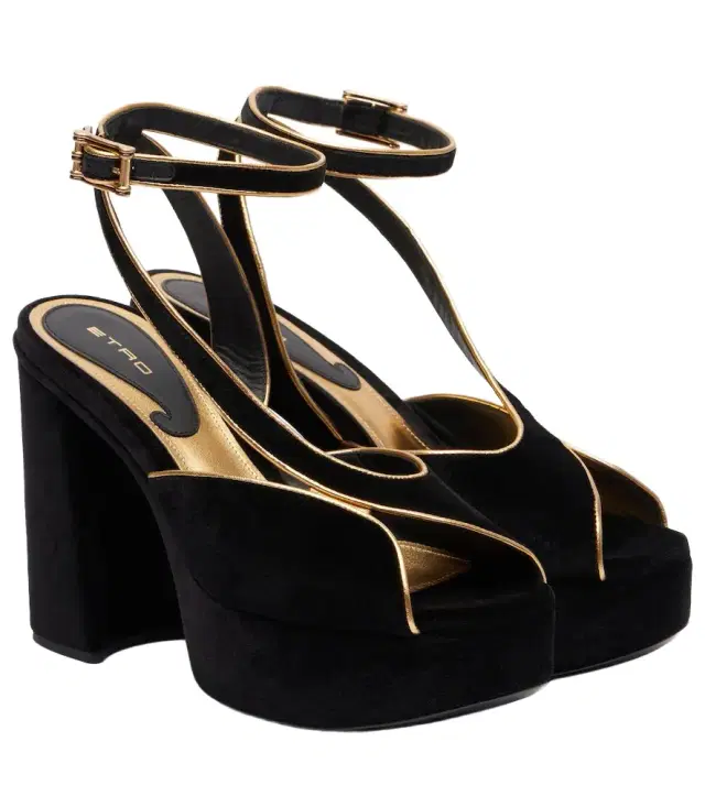 Etro Asymmetrical velvet platform sandals