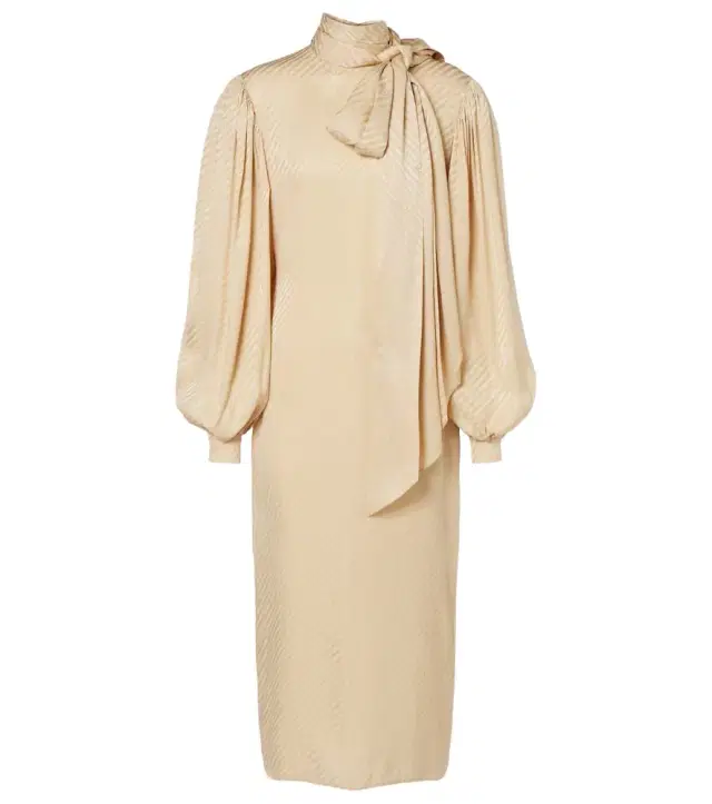 GG draped striped silk jacquard midi dress