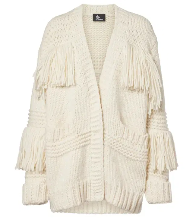 Fringed wool-blend cardigan