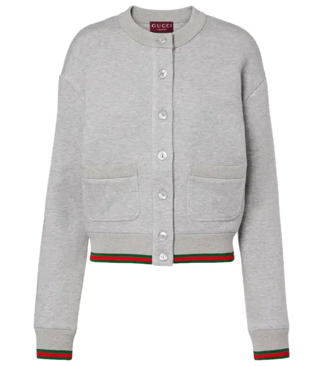 Web Stripe cotton-blend jersey cardigan