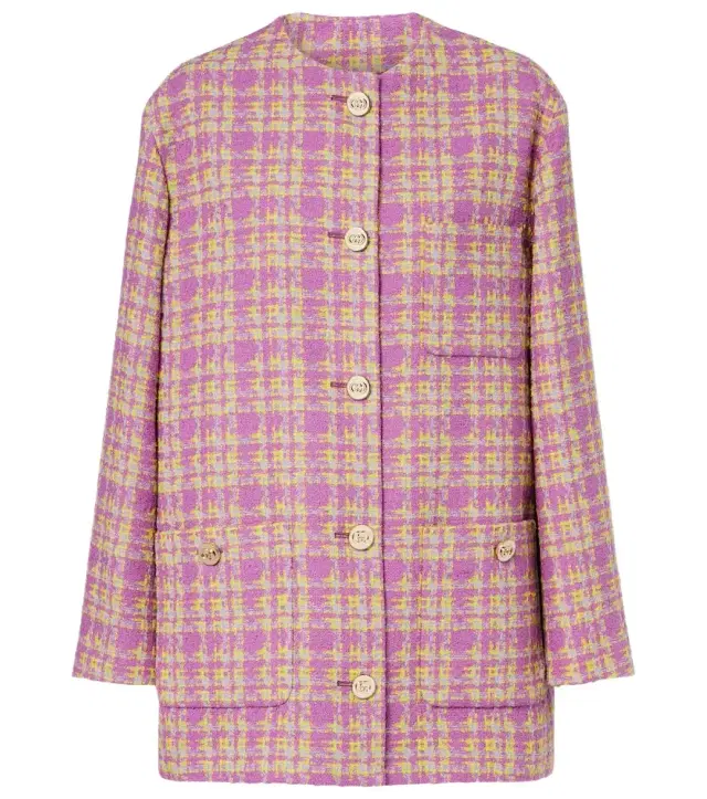 Gucci Checked cotton-blend tweed jacket