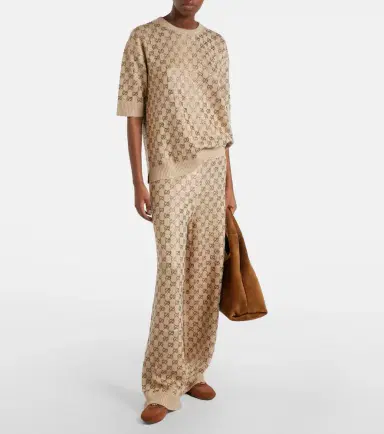 Gucci GG wool and cashmere-blend wide-leg pants | Thumbnail 3