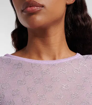 Gucci GG Crystal silk top | Thumbnail 3