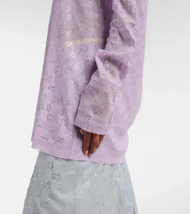 Gucci GG Crystal silk top | Thumbnail 5