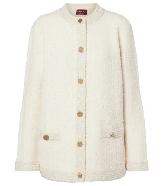 Wool-blend lamé bouclé cardigan
