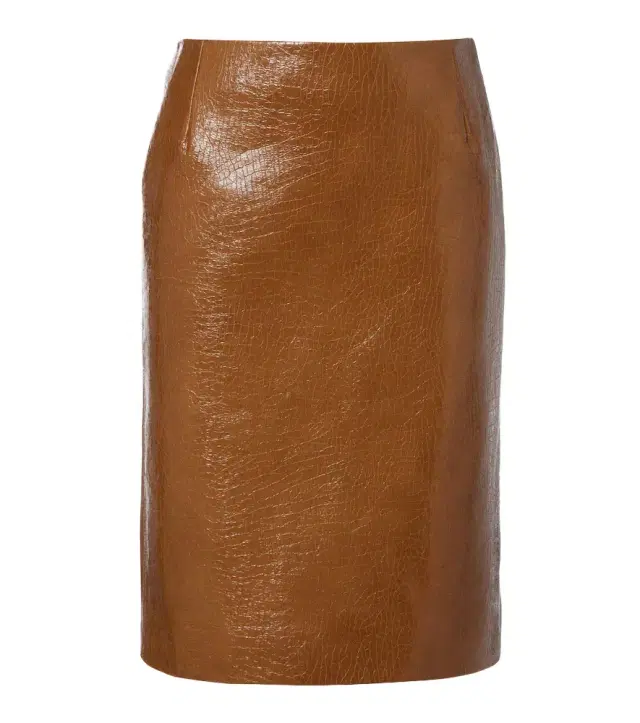 Embossed leather pencil skirt