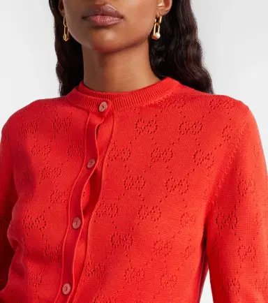 Gucci GG pointelle silk and cotton cardigan | Thumbnail 5