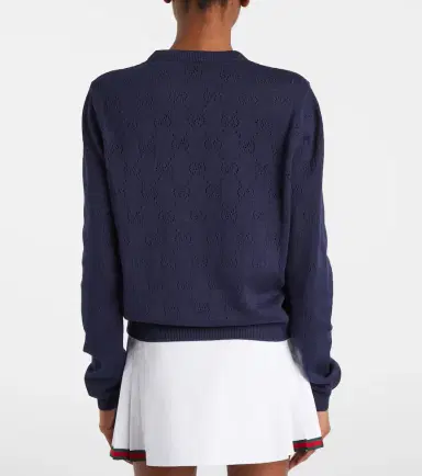 Gucci GG pointelle silk and cotton cardigan | Thumbnail 3