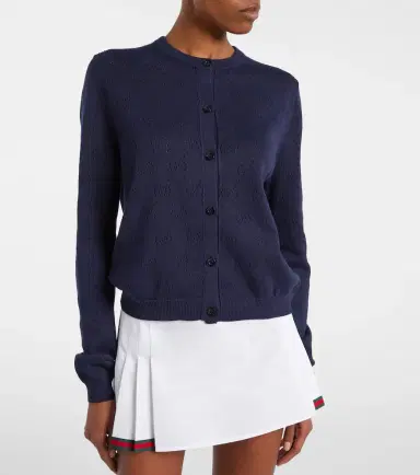 Gucci GG pointelle silk and cotton cardigan | Thumbnail 4