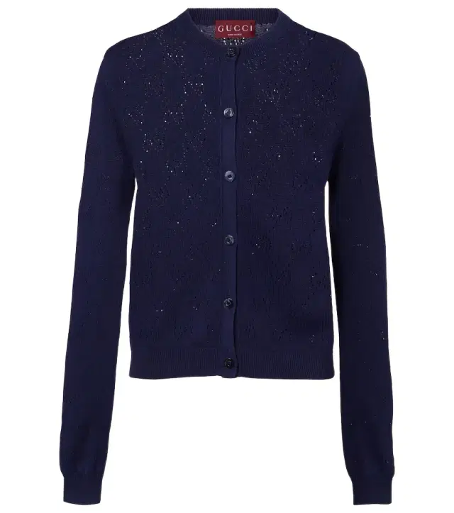 GG pointelle silk and cotton cardigan