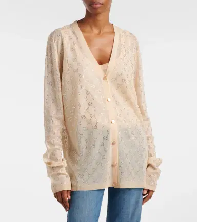 Gucci GG embellished silk cardigan | Thumbnail 3
