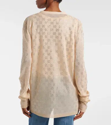 Gucci GG embellished silk cardigan | Thumbnail 4