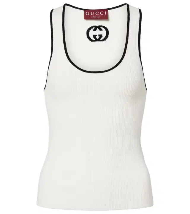 Ribbed-knit cotton-blend tank top