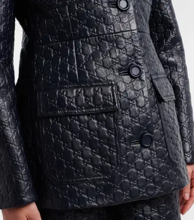 Gucci GG embossed leather jacket | Thumbnail 3