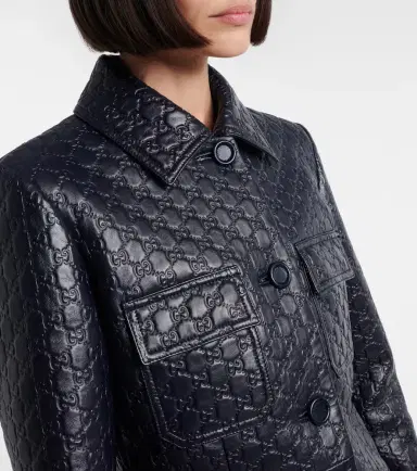 Gucci GG embossed leather jacket | Thumbnail 4