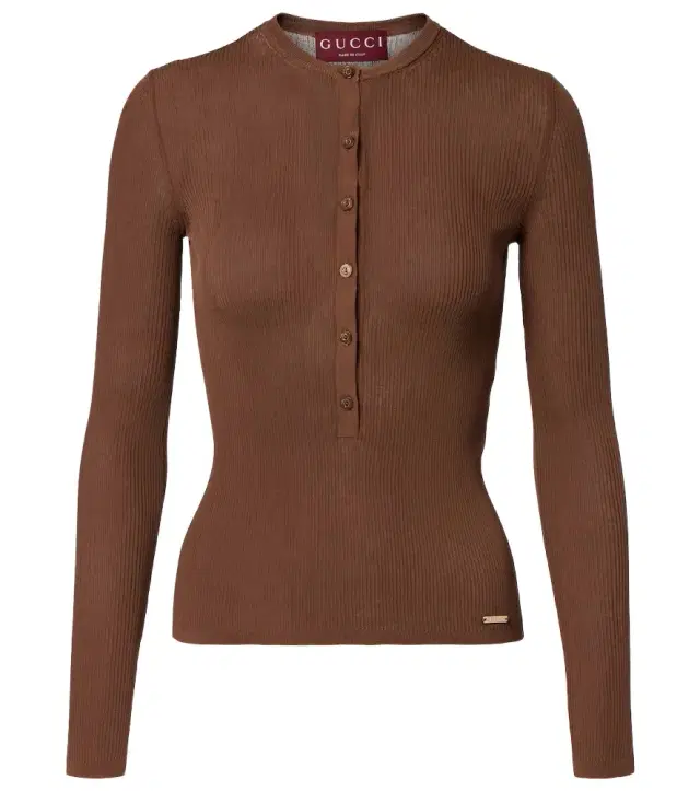Ribbed-knit cotton Henley shirt