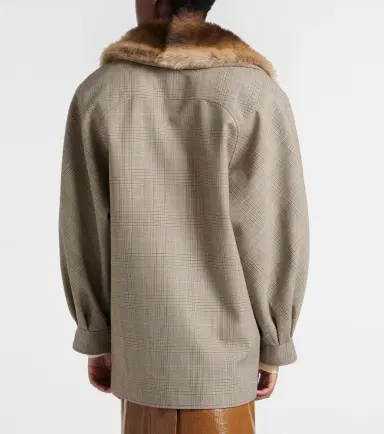 Gucci Checked shearling-trimmed wool jacket | Thumbnail 2