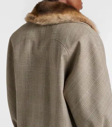 Gucci Checked shearling-trimmed wool jacket | Thumbnail 3